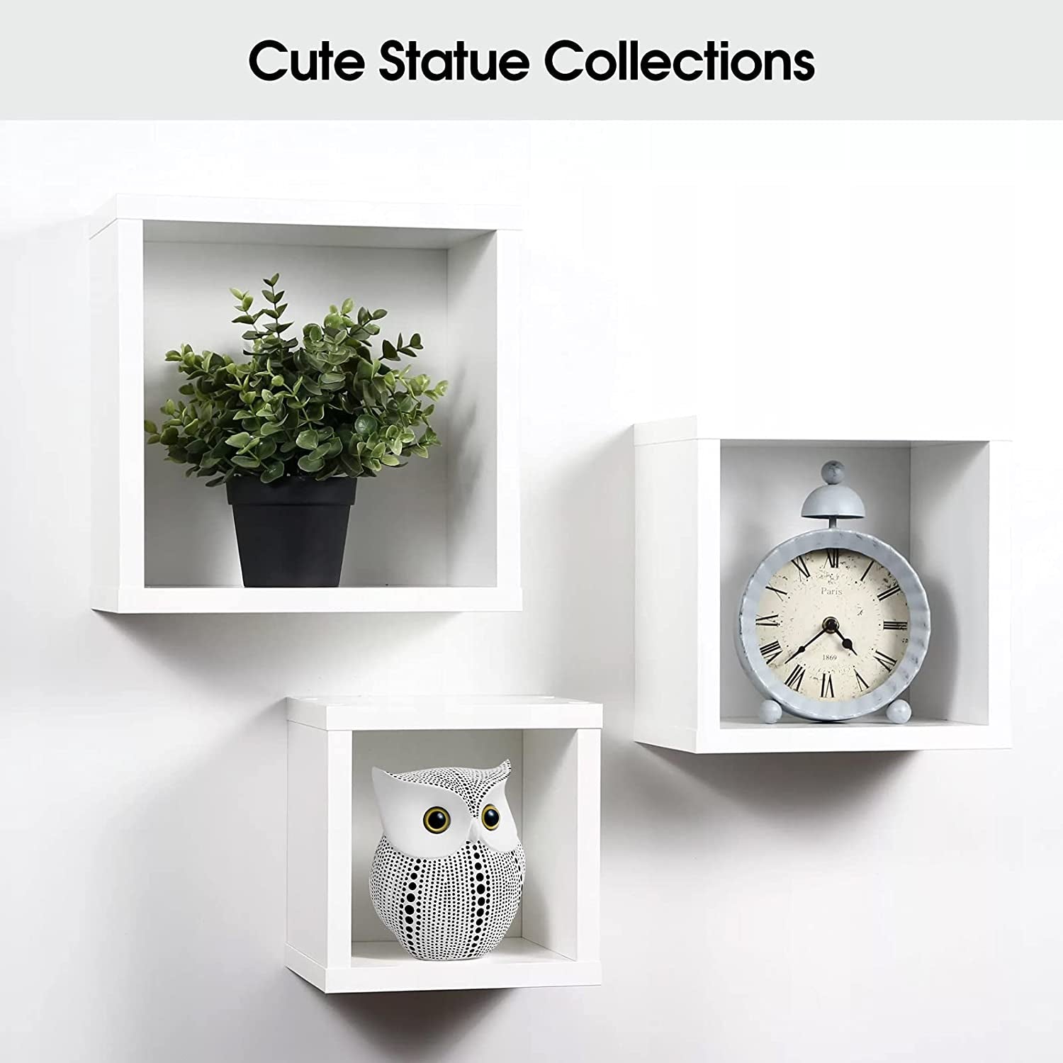 Owl Statue for Home Decor Accents Living Room Office Bedroom Kitchen Laundry House Apartment Dorm Bar,  Little Crafted Buhos Decoration for Shelf Table Decor, BFF Gifts for Owls Lovers (White)